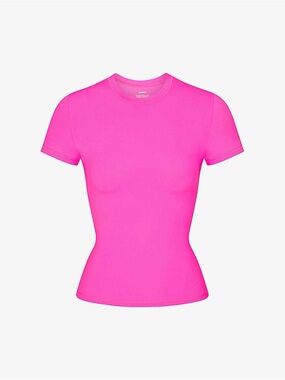 SKIMS Women's Crewneck Short Sleeve Top - Hot Pink